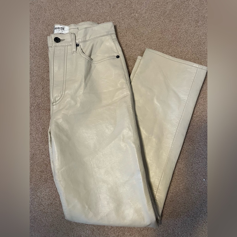 AGOLDE 90’s Pinched Waist High Rise Recycled Leather Pants - Picture 2 of 12